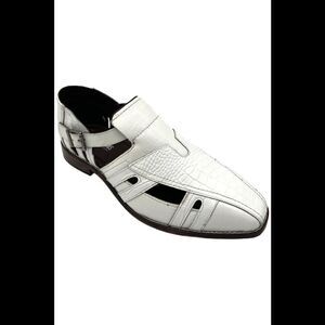 Stacy Adams Men's Calvino Leather Sole City Sandal White - Wide